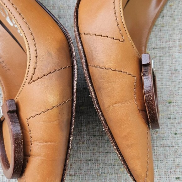 Vintage Salvatore Ferragamo Women Heel Sandal Shoe Leather Upper made Italy 4C - Picture 6 of 10